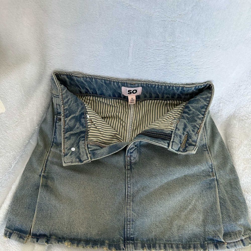 SO Blue Denim Skort with Striped Lining